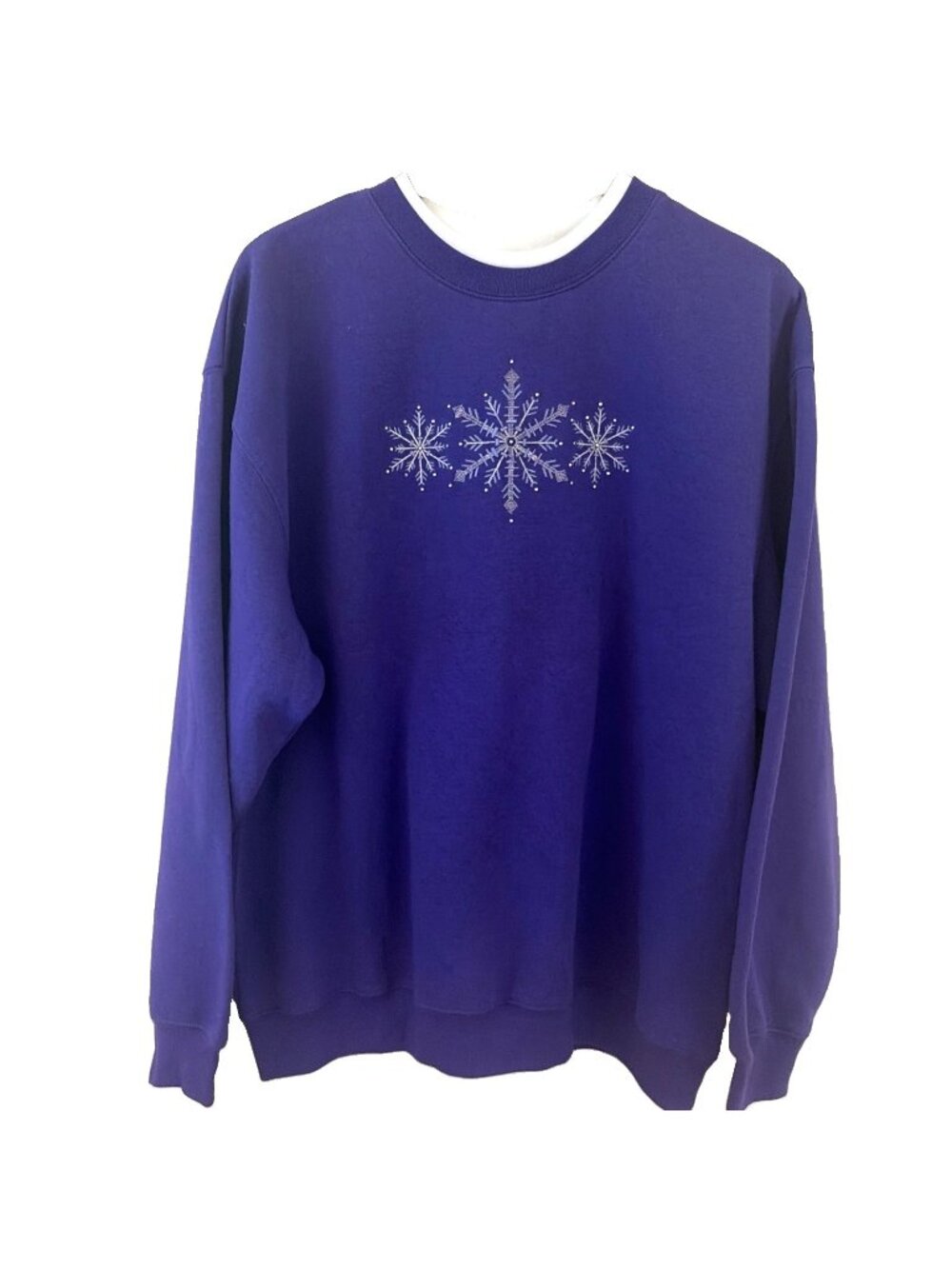 VTG M&C Sportswear Embroidered Snowflake Sweatshirt Size XL Grannycore Teacher